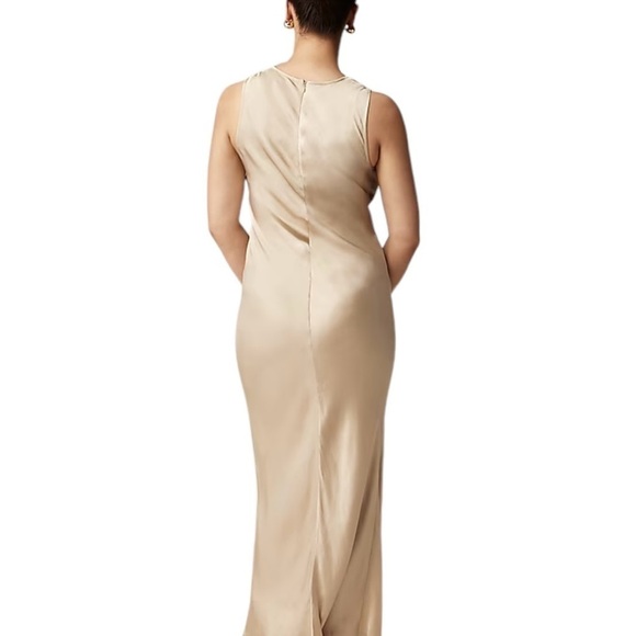 J.Crew High Neck Slip Dress in Luster Crepe in Light Khaki Color Size 10 - Picture 4 of 15